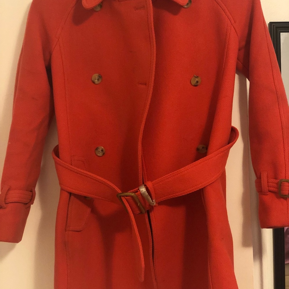 salmon color j crew wool coat size 00